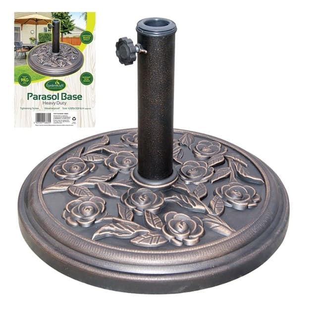 GardenKraft Rose Resin Parasol Base  - 9kg
