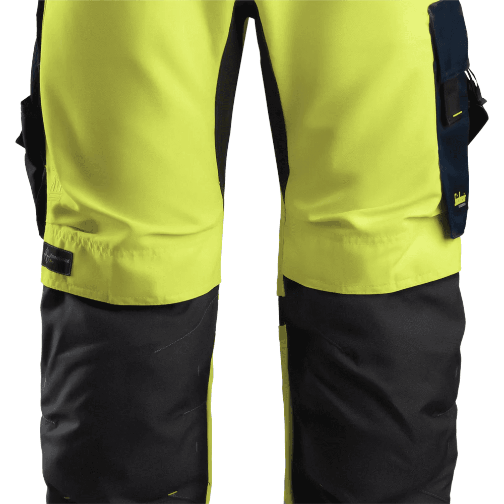 AllroundWork High Vis Work Trousers+ Class 2 High Vis Yellow Navy 58