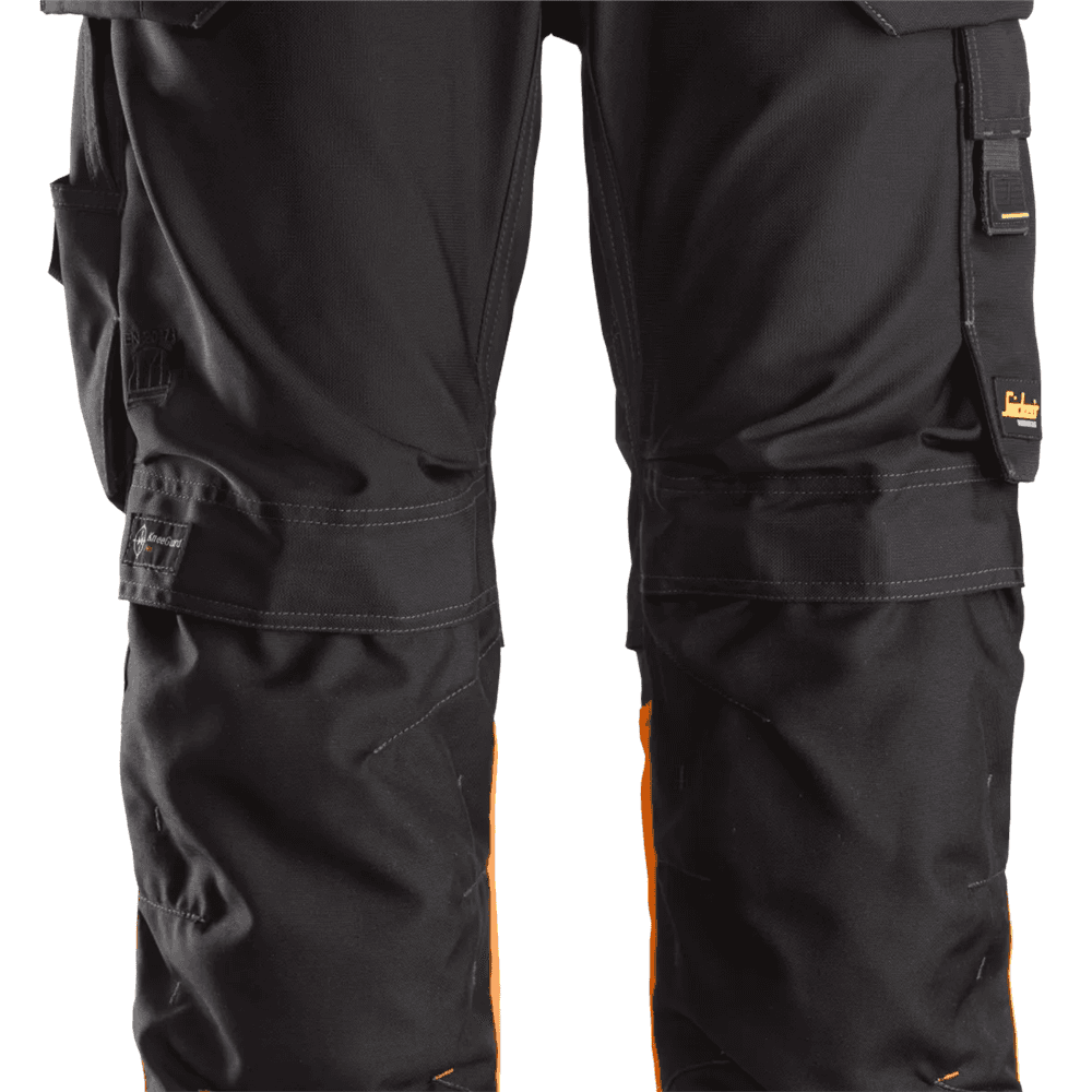 AllroundWork High Vis Work Trousers+ Holster Pockets Class 1 High Vis Orange Black 56