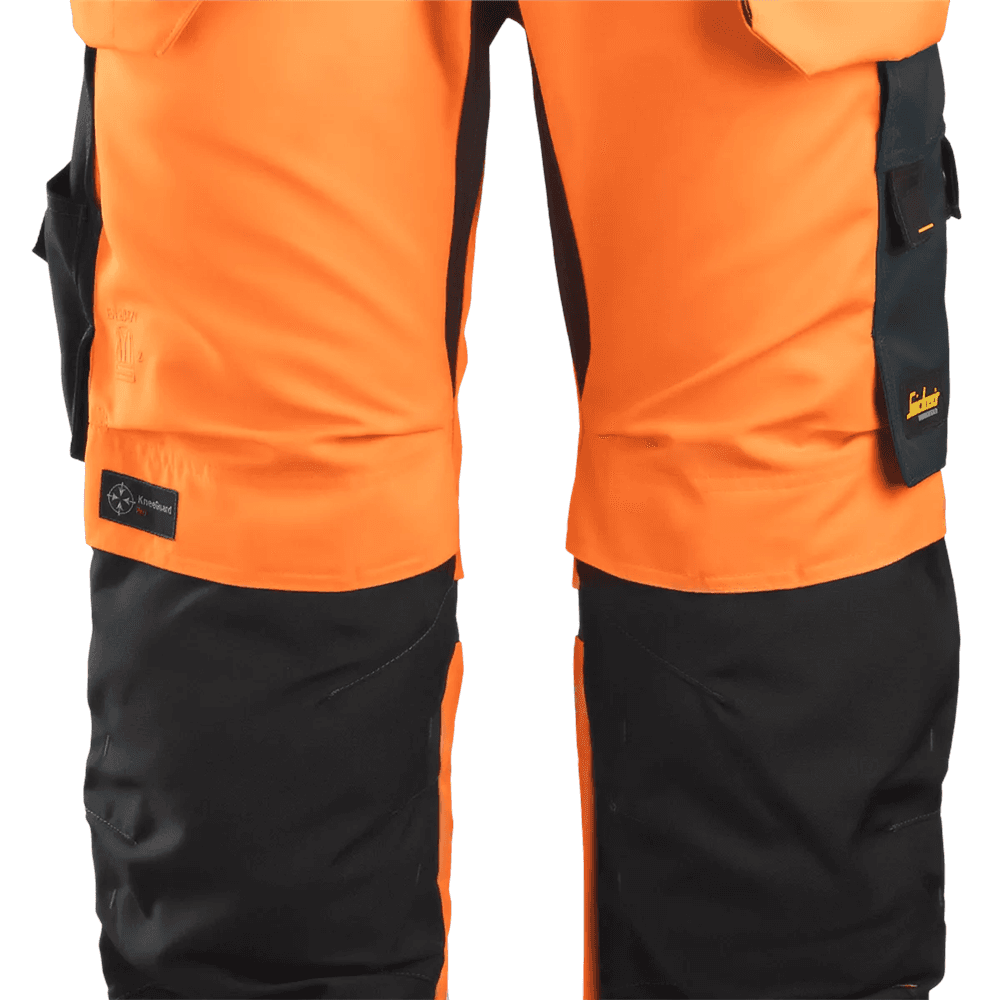 AllroundWork High Vis Work Trousers+ Holster Pockets Class 2 High Vis Orange Steel 108