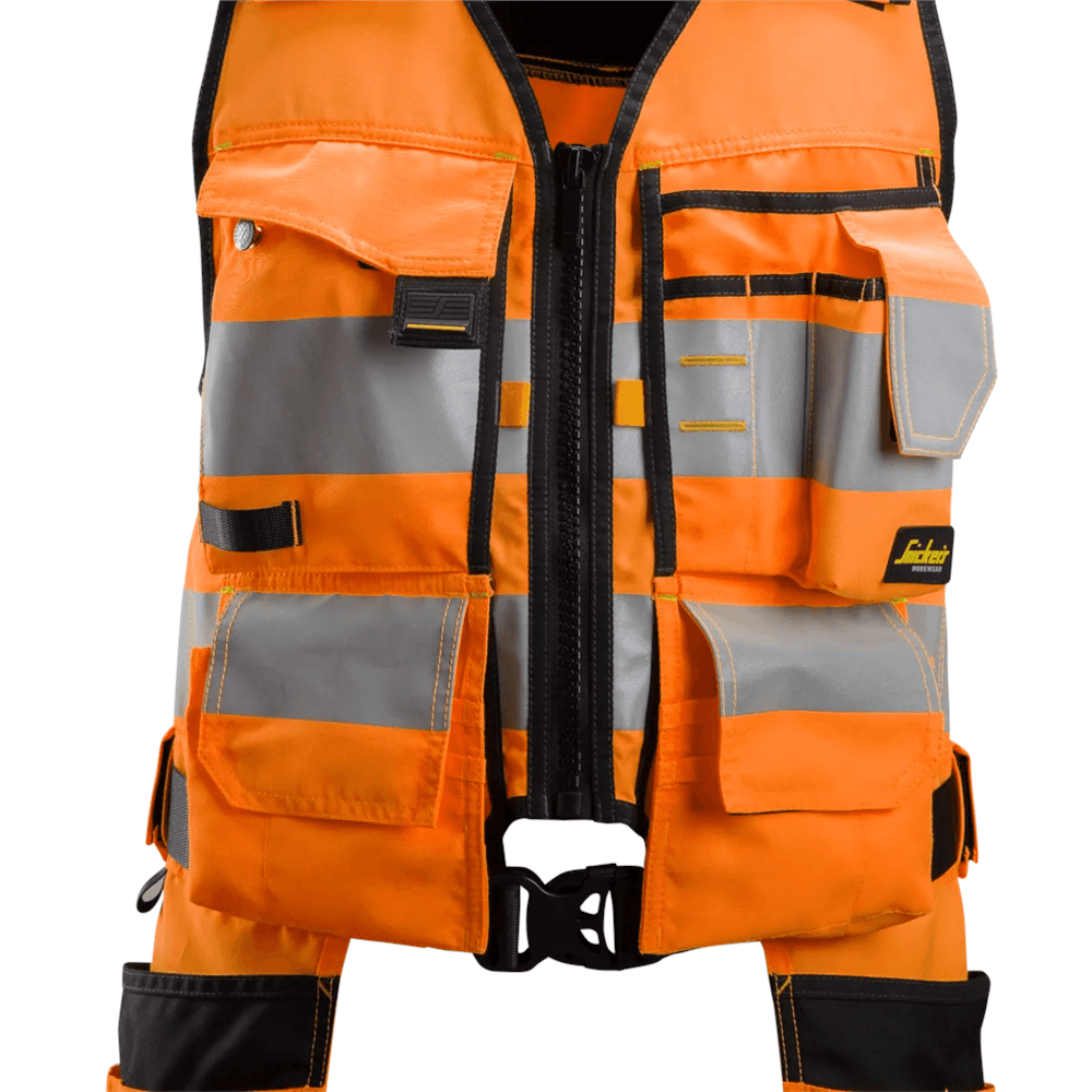 AllroundWork High Vis Tool Vest Class 1 High Vis Orange Black