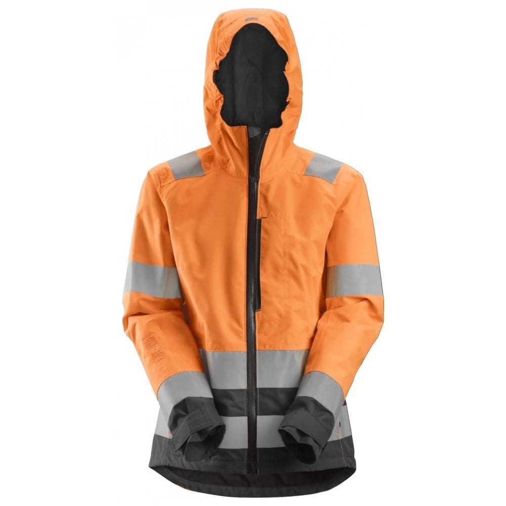 AllroundWork High Vis Waterproof Shell Jacket Class 2 3 High Vis Orange Steel