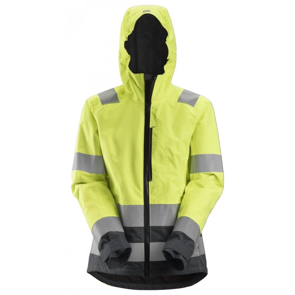 AllroundWork High Vis Waterproof Shell Jacket Class 2 3 High Vis Yellow Steel