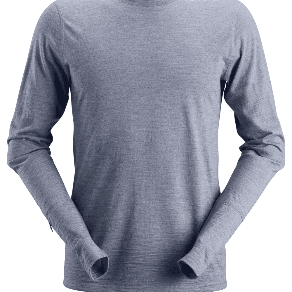 AllroundWork Wool Long Sleeve T Shirt Dark Blue Melange