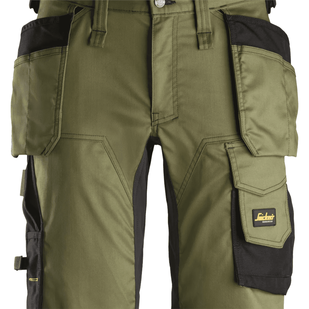 AllroundWork Stretch Shorts Holster Pockets Green Black 50