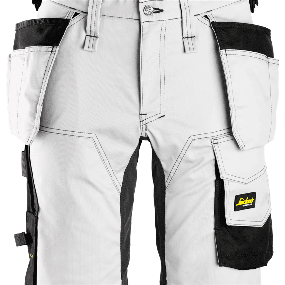 AllroundWork Stretch Shorts Holster Pockets White Black 52