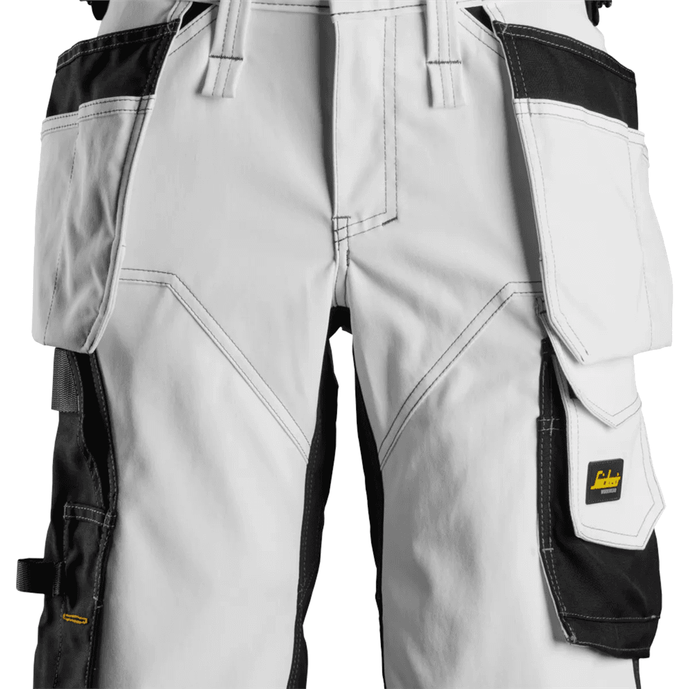 AllroundWork Stretch Shorts Holster Pockets White Black 36