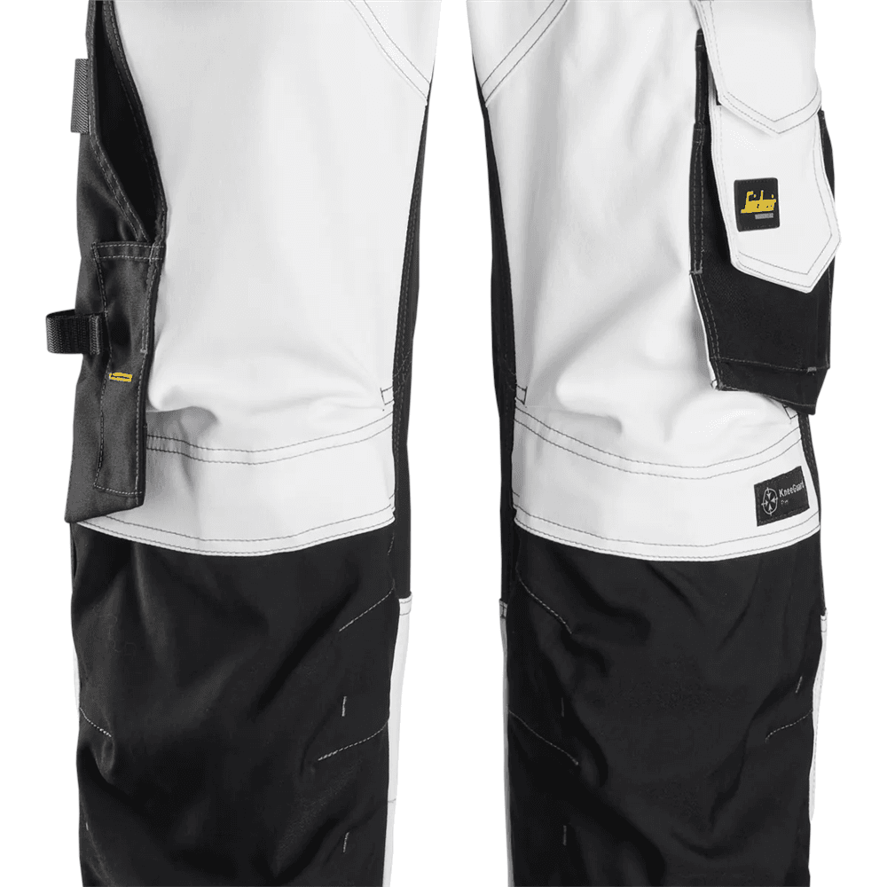 AllroundWork Stretch Loose Fit Work Trousers Holster Pockets White Black 204