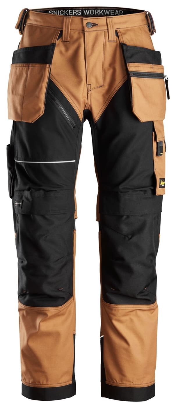 AllroundWork Stretch Trousers Holster Pockets Brown Black 48