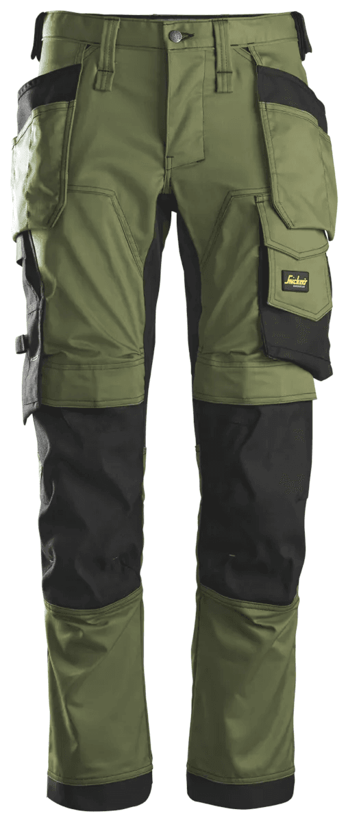 AllroundWork Stretch Trousers Holster Pockets Green Black 54
