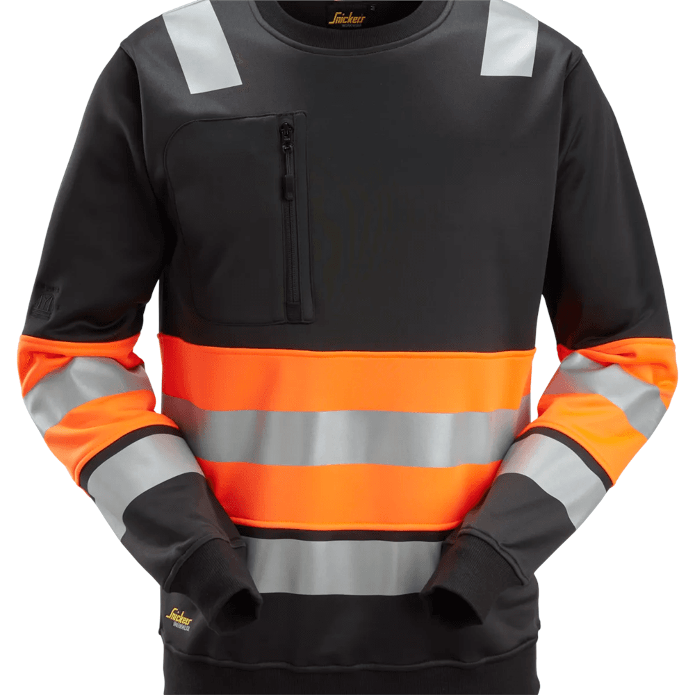 High Vis Class 1 Sweatshirt High Vis Orange Black