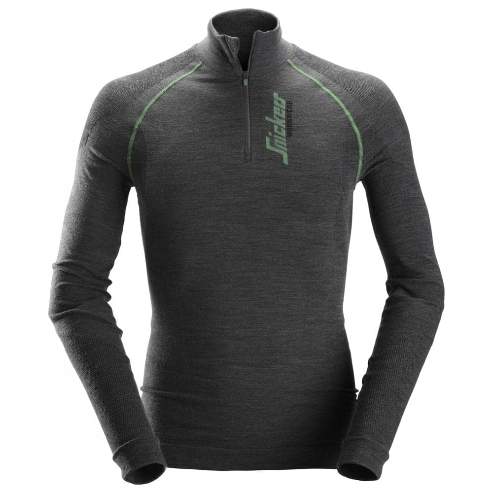 FlexiWork Seamless Wool Long Sleeve 1 2 Zip Shirt Anthracite Melange