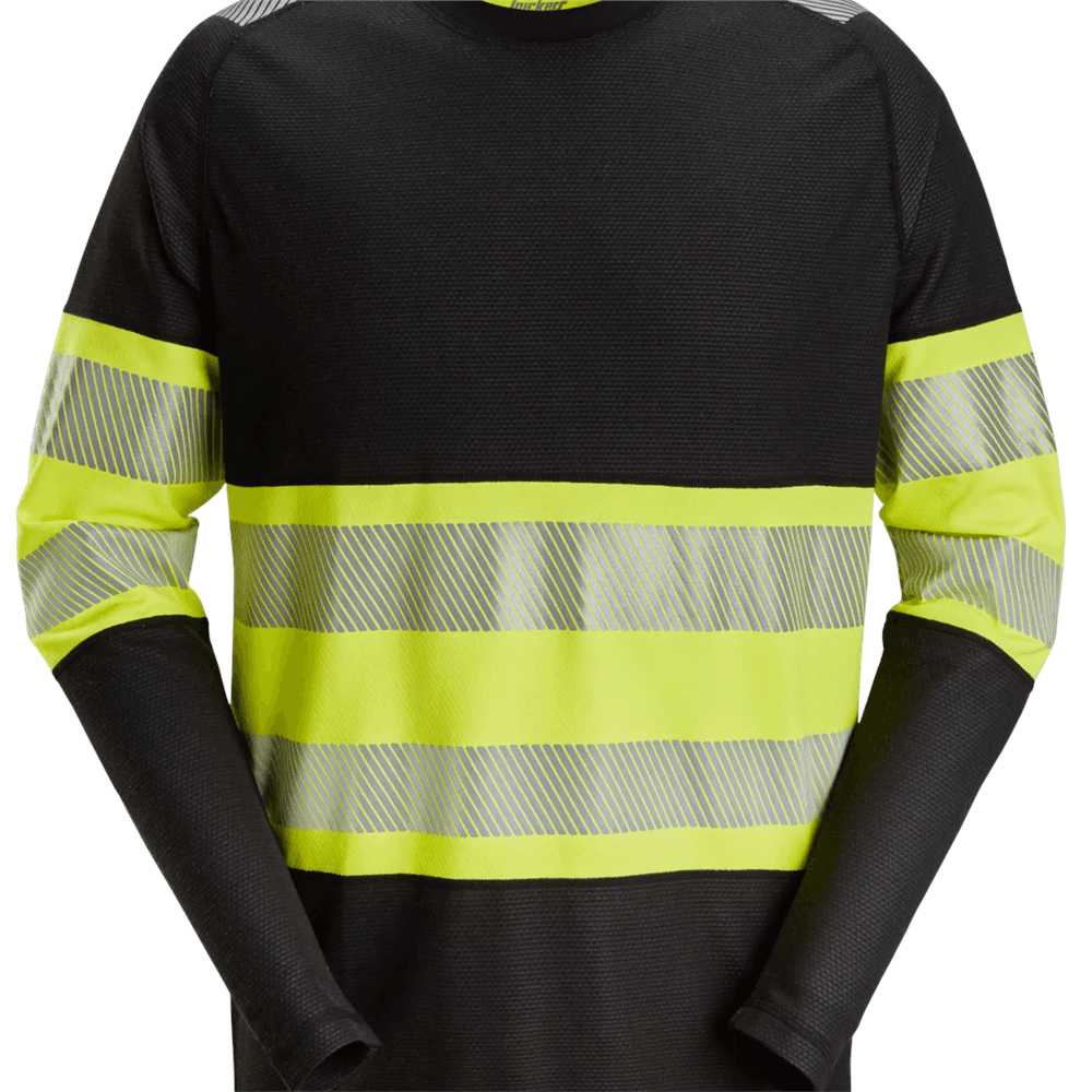 High Vis Class 1 Long Sleeve T Shirt High Vis Yellow Black