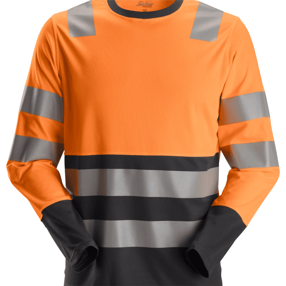 High Vis Long Sleeve T Shirt Class 2 High Vis Orange Black