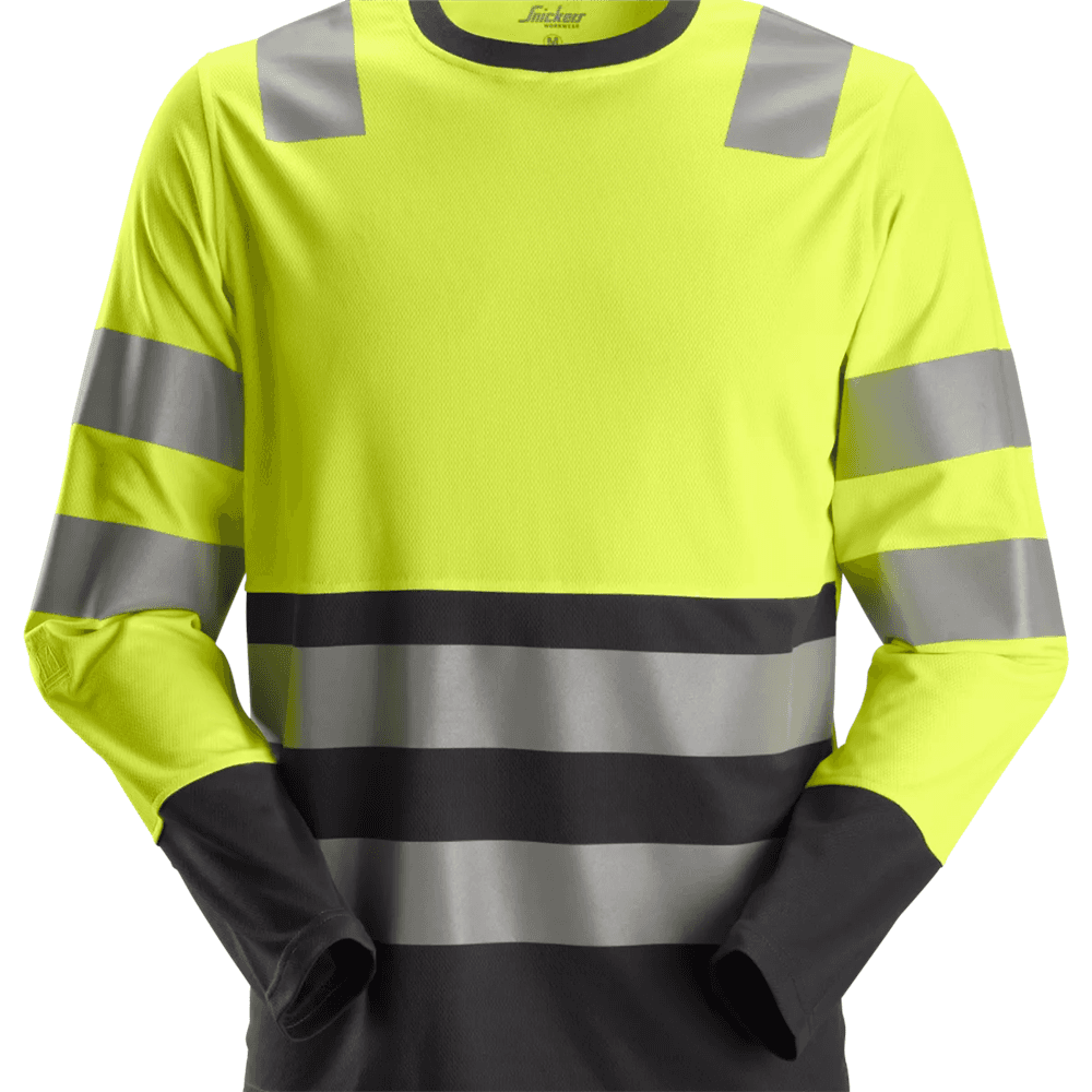High Vis Long Sleeve T Shirt Class 2 High Vis Yellow Black