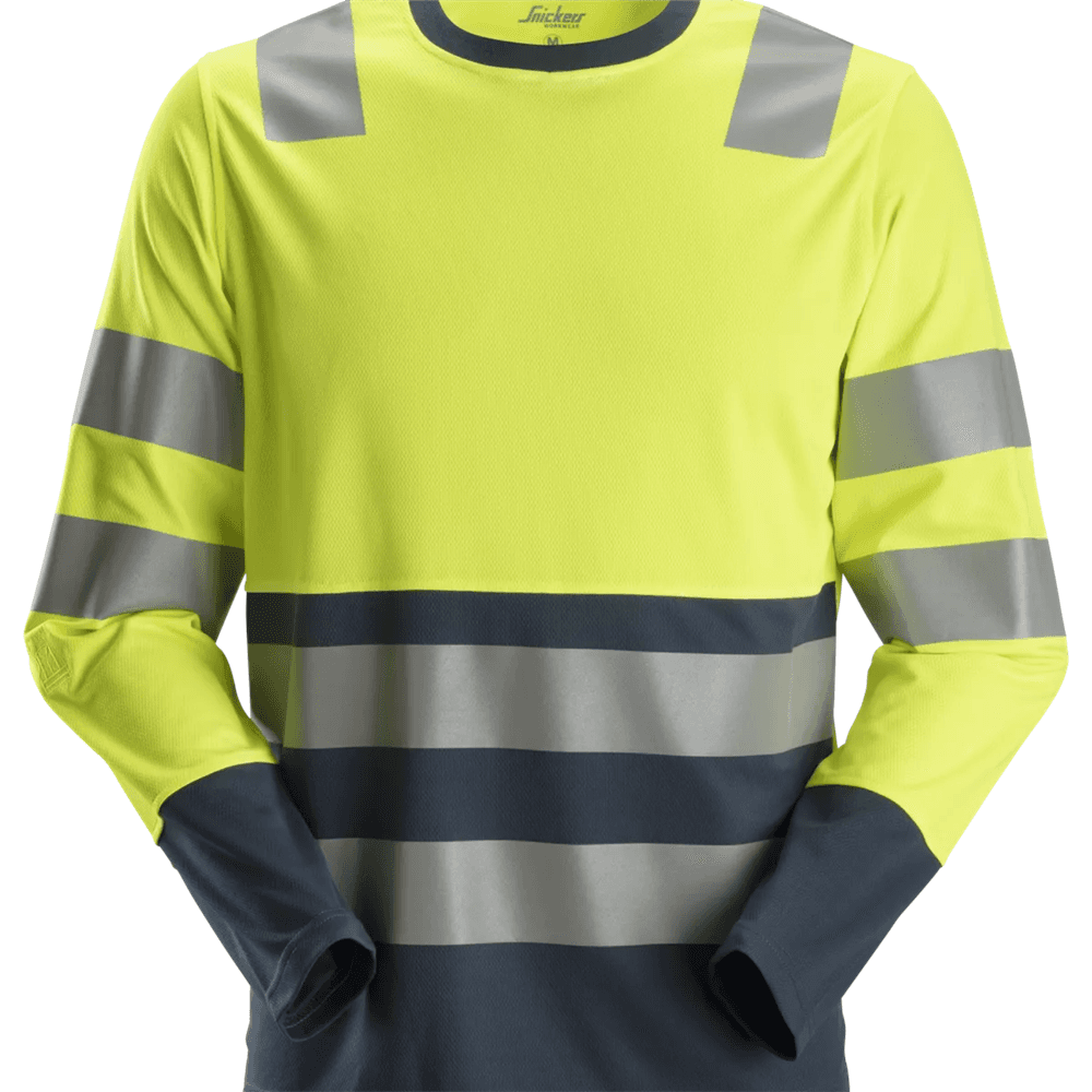 High Vis Long Sleeve T Shirt Class 2 High Vis Yellow Navy M