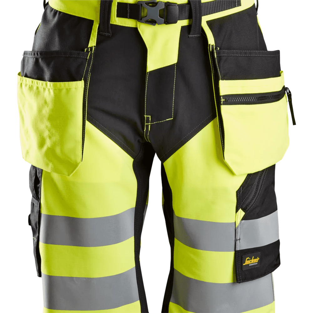 FlexiWork High Vis Shorts+ Holster Pockets Class 1 High Vis Yellow Black 52