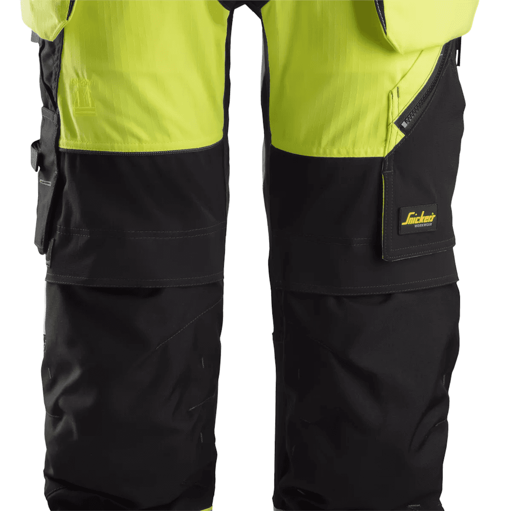 FlexiWork High Vis Work Trousers+ Holster Pockets Class 2 High Vis Yellow Black 54