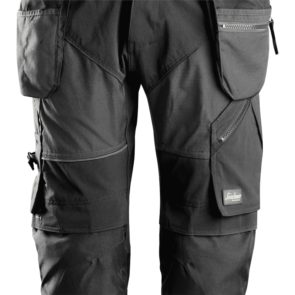 FlexiWork Work Pirate Trousers+ Holster Pockets Steel Grey Black 96
