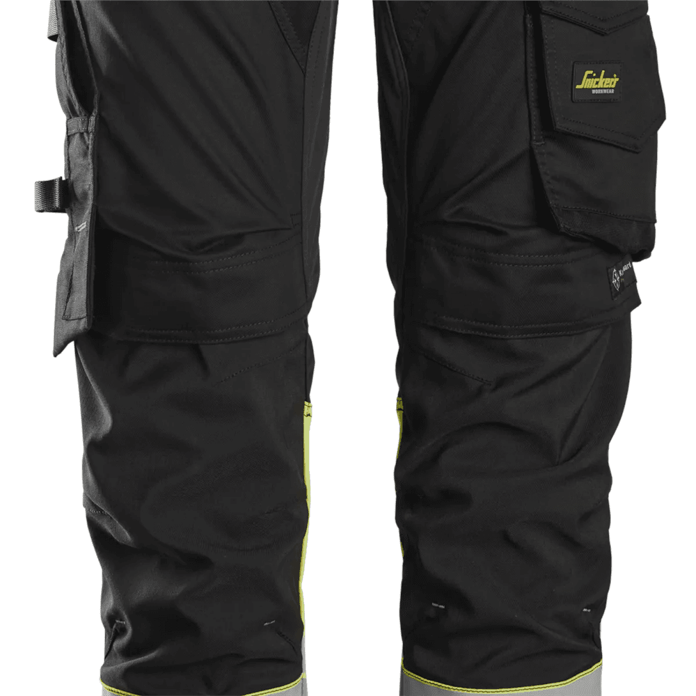 High Vis Class 1 Stretch Trousers Holster Pockets High Vis Yellow Black 258