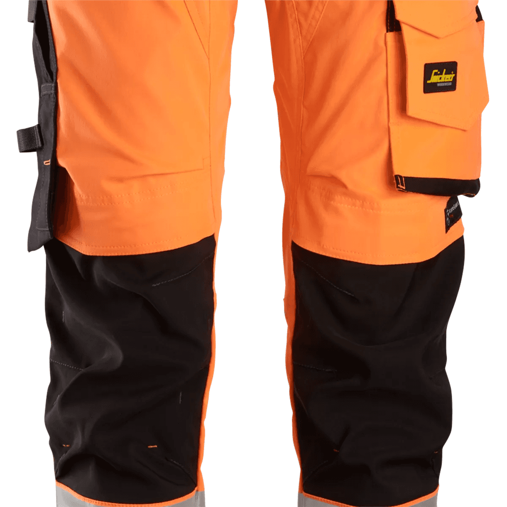 High Vis Class 2 Stretch Trousers Holster Pockets High Vis Orange Black 58
