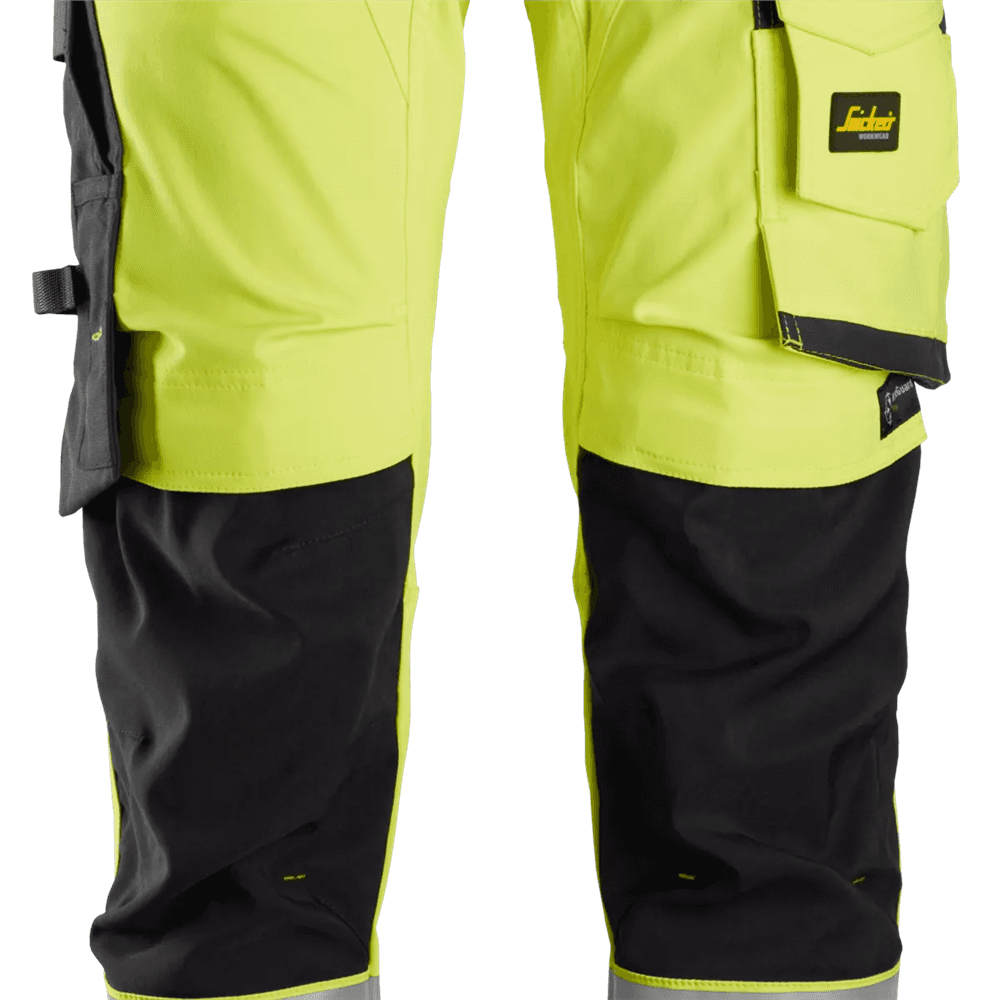 High Vis Class 2 Stretch Trousers Holster Pockets High Vis Yellow Black 100