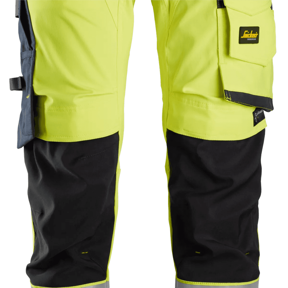 High Vis Class 2 Stretch Trousers Holster Pockets High Vis Yellow Navy 112