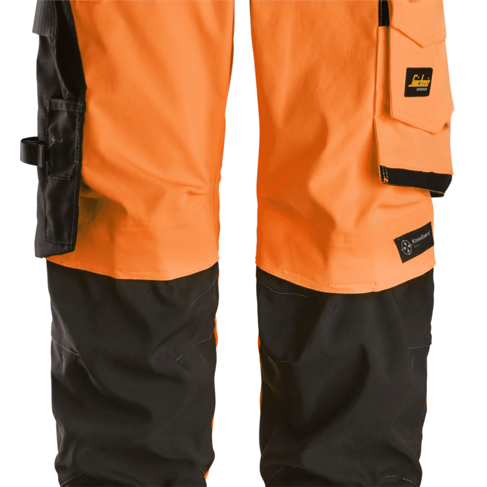 High Vis Class 2 Stretch Trousers Holster Pockets High Vis Orange Black 36