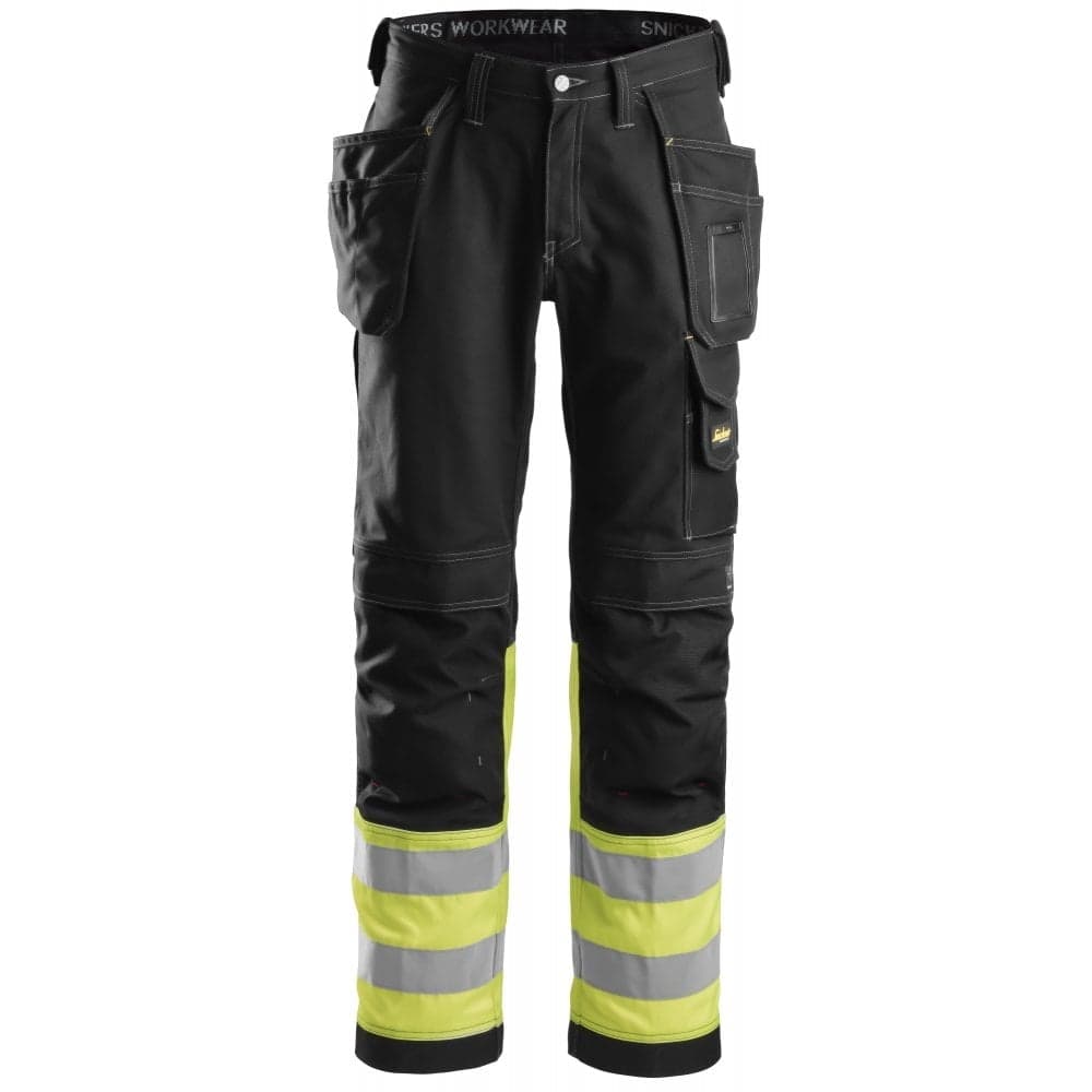 High Vis Holster Pockets Cotton Trousers Class 1 High Vis Yellow Black 146