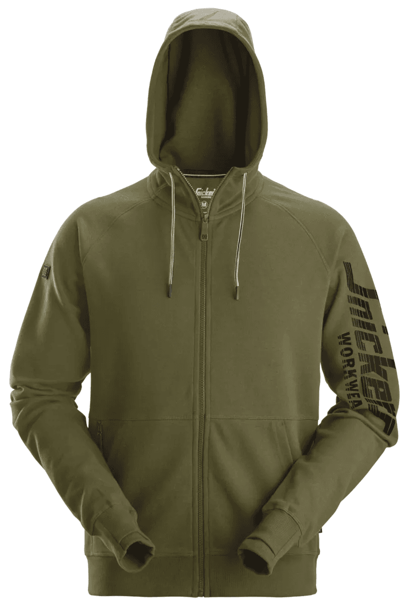 Logo Full Zip Hoodie Khaki Green