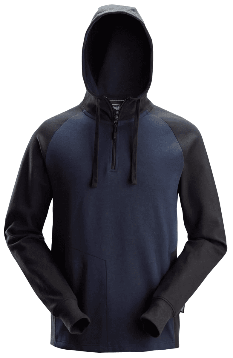 Two Coloured Half Zip Hoodie Navy Black M