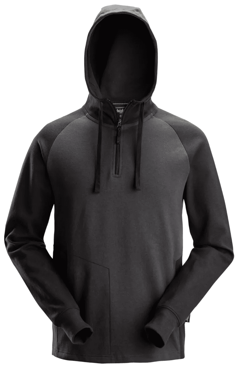 Two Coloured Half Zip Hoodie Steel Grey Black