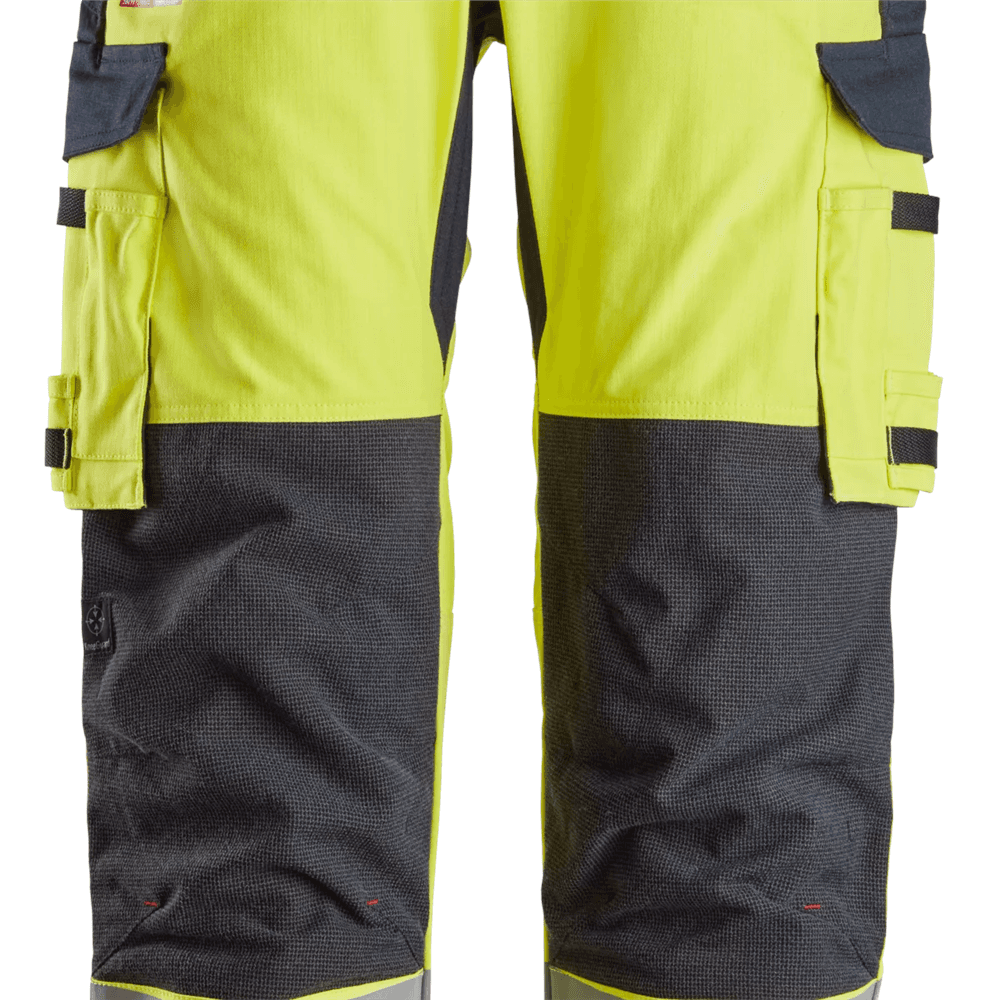 ProtecWork Work Trousers Holster Pockets Equal Leg Pockets High Vis Class 2 High Vis Yellow Navy 124