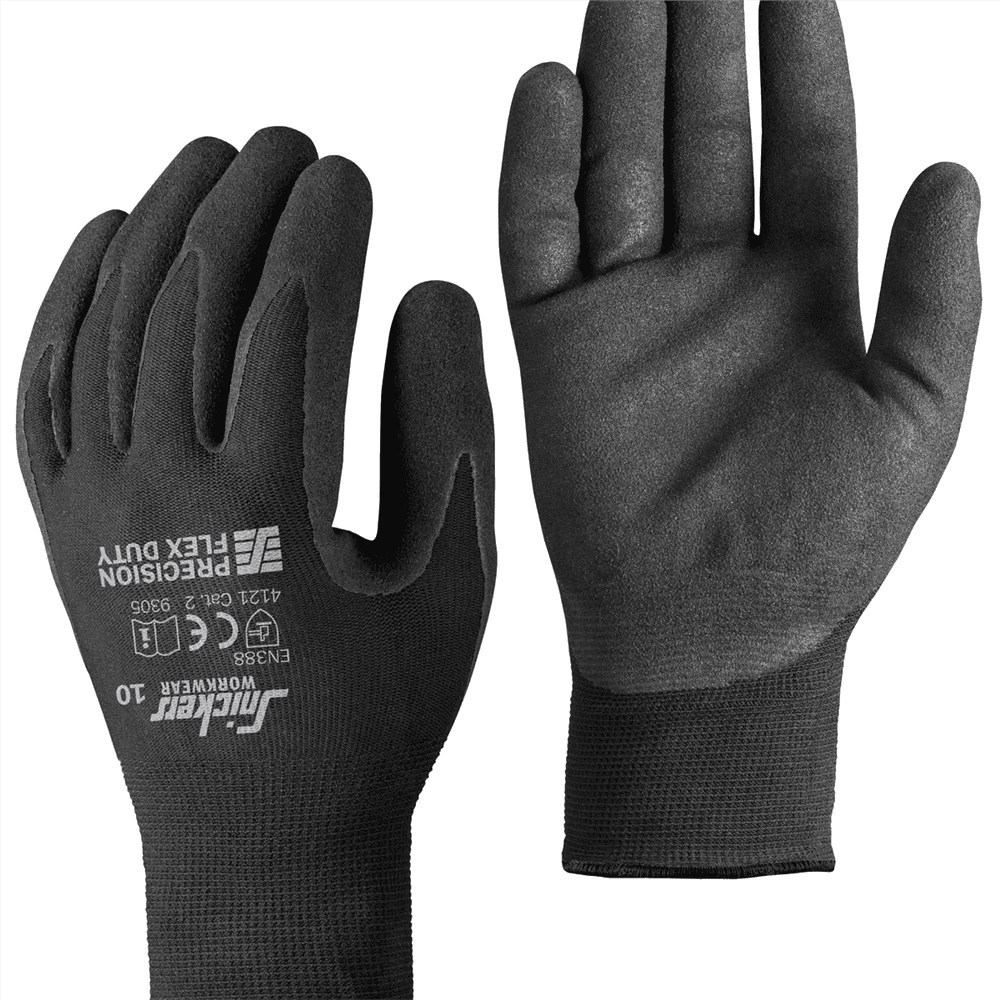 Precision Flex Duty Gloves Black Black 10
