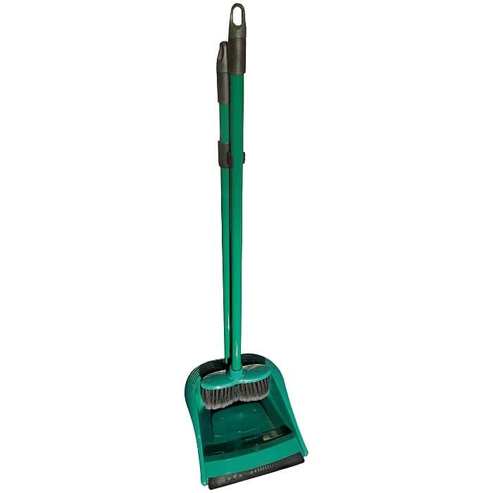 & Long Handle Plastic Dustpan & Brush