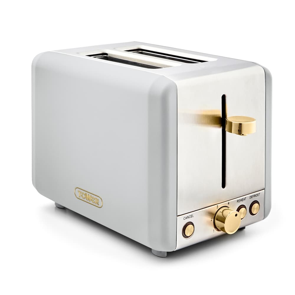 Tower Cavaletto 2 Slice Stainless Steel Toaster - White