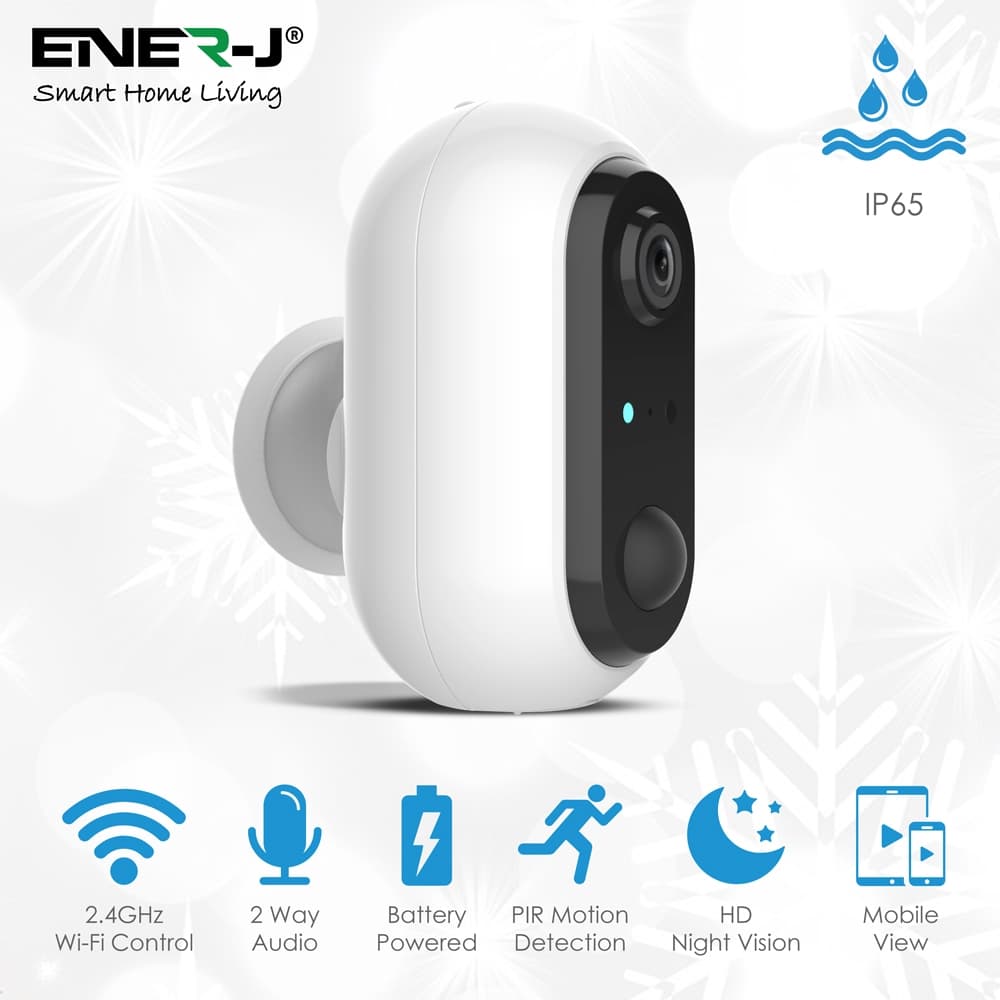J Smart Wireless 1080P Battery Camera 2 pcs 18650 Battery ENERJSMART APP