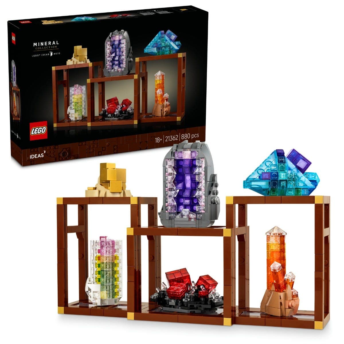 LEGO® Ideas Mineral Collection Crystal Display Shelves Living Room Decor 21362