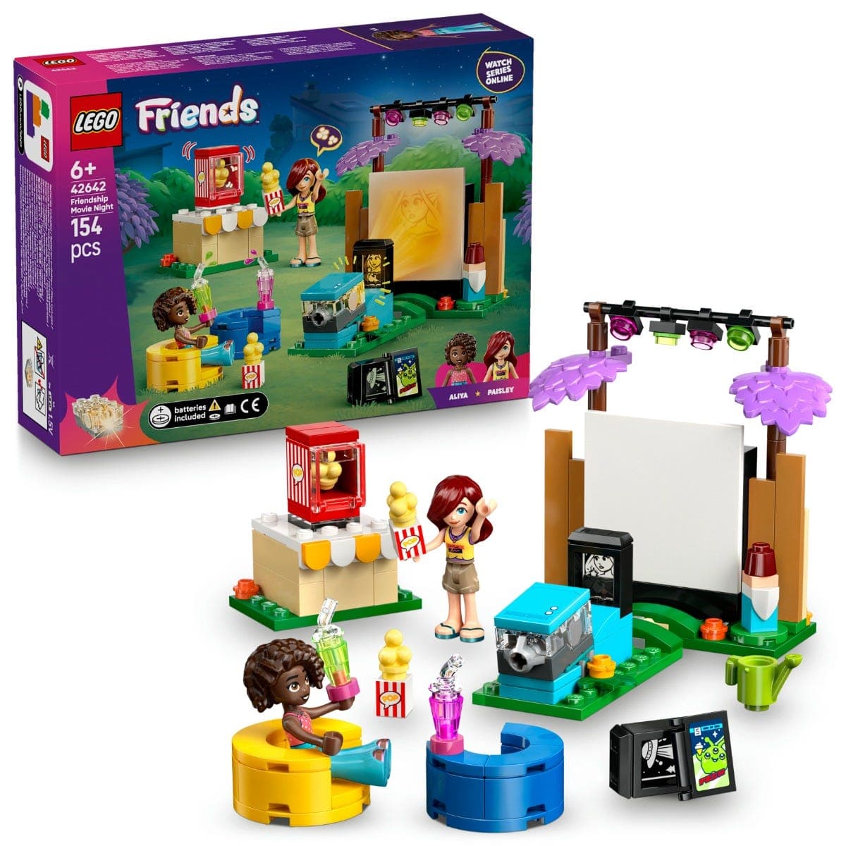 LEGO® Friends Friendship Movie Night Pretend Play Toy Building Kit 42642
