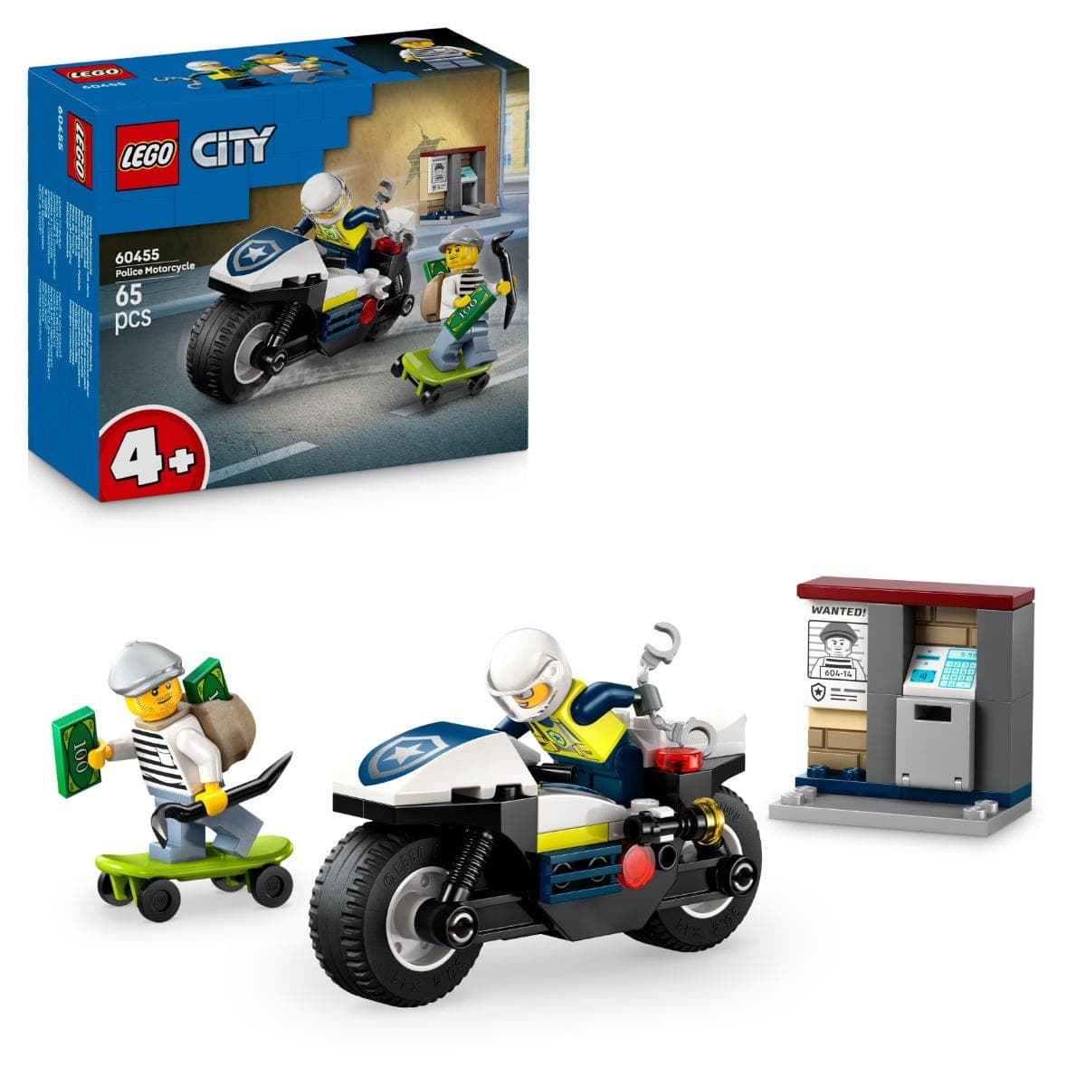 LEGO® City Police Motorcycle Chase Toy Motorbike Set Ages 4 Over 60455