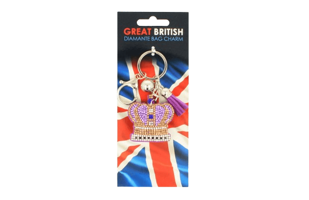 Crown Suedette Diamante Keyring