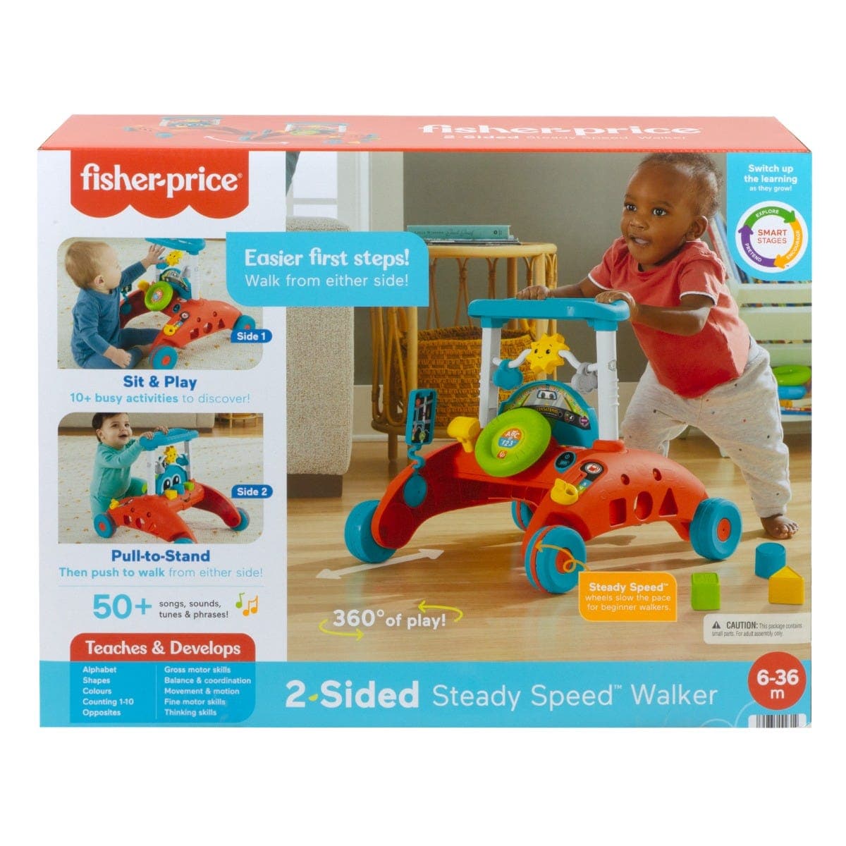 Fisher Price 2 Sided Steady Speed Walker Uk English Edition Interactive Car Themed Walking Toy Activities Learning Songs