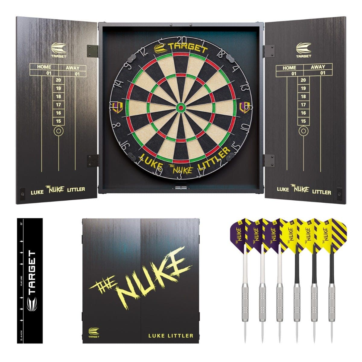 Luke Littler Dart Board Cabinet Set