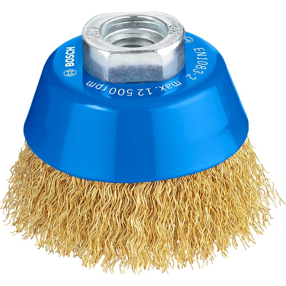 PRO 0.3mm Crimped Brass Coated Wire Cup Brush 70mm M14 Thread