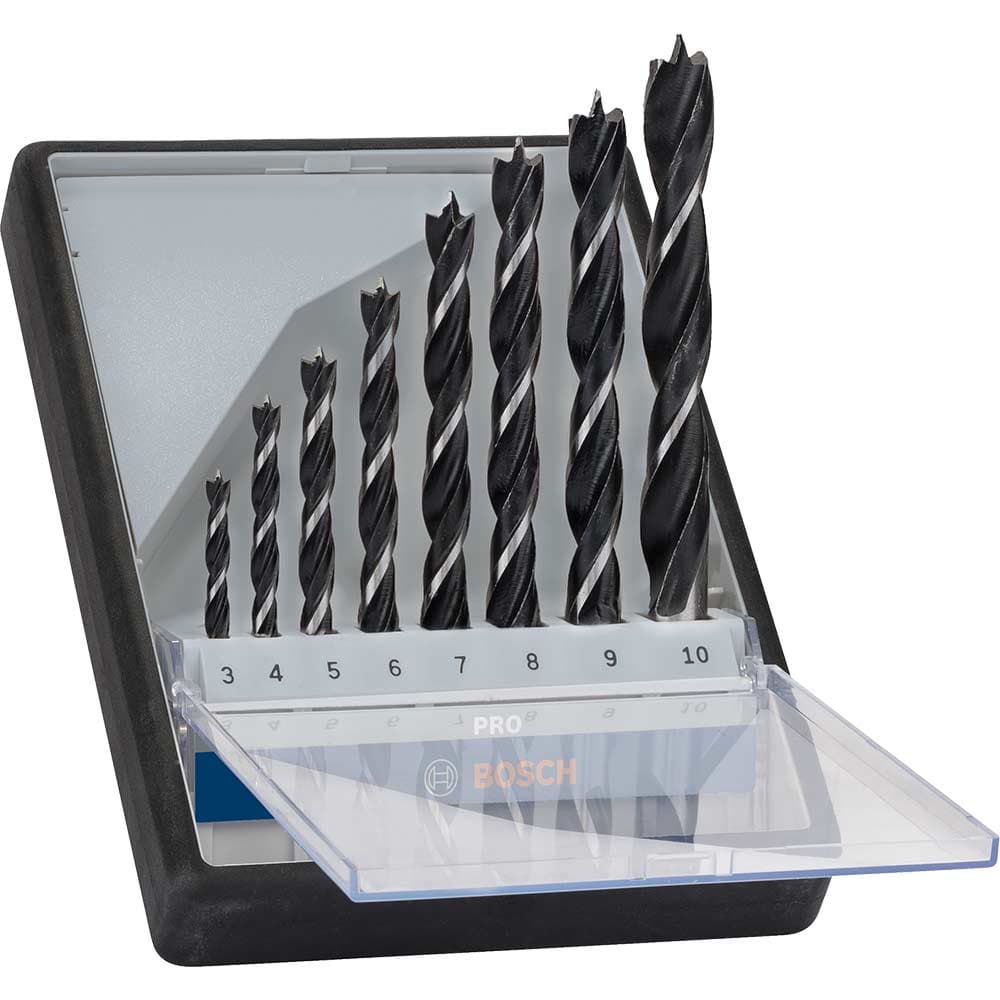 PRO Robust Line 8 Piece Brad Point Wood Drill Bit Set