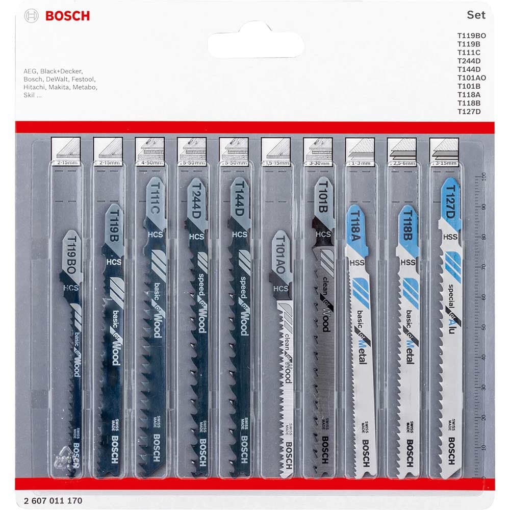 10 Piece Jigsaw Blade Set Wood Metal