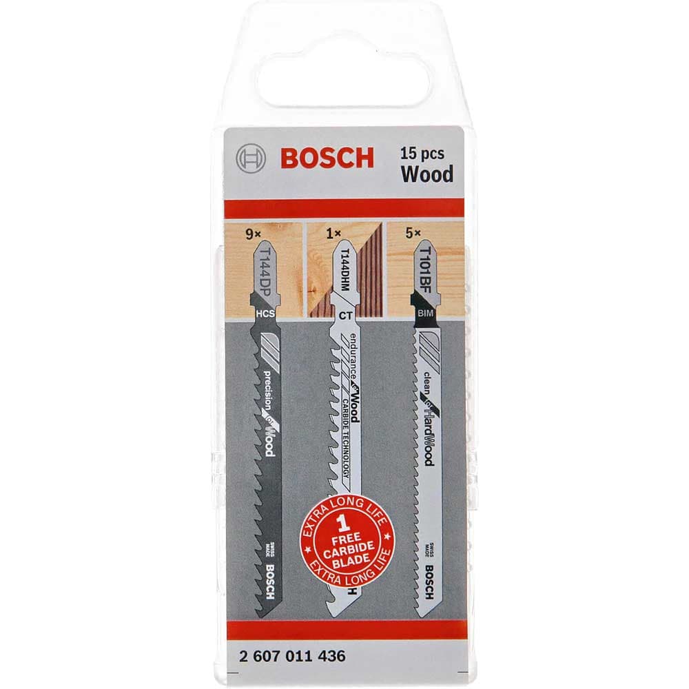 15 Piece Wood Jigsaw Blades Set + FOC Carbide Blade