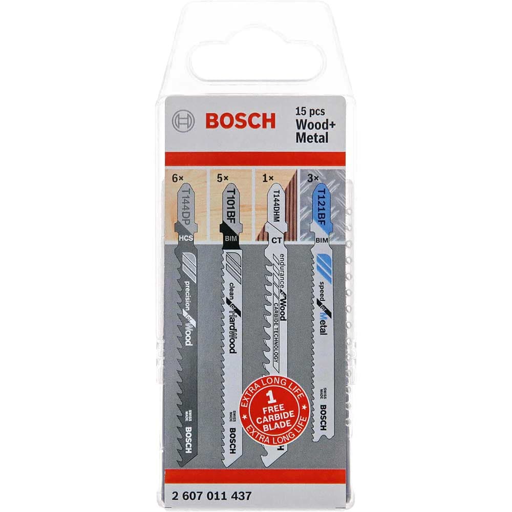 15 Piece Wood Metal Jigsaw Blade Set + FOC Carbide Blade