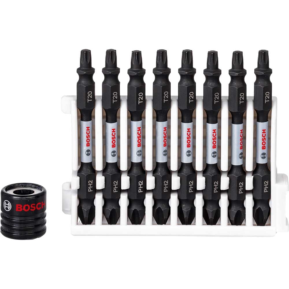 9 Piece Impact Double Ended PH2 T20 Screwdriver Bit Set Magnetic Sleeve