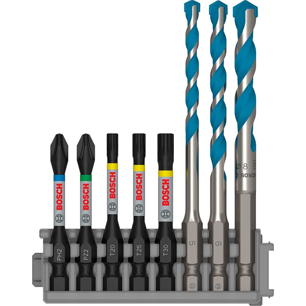 8 Piece Impact Screwdriver Construction Drill Bit Set